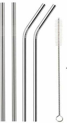SuNZita Bent Drinking Straw(Silver, Pack of 5)