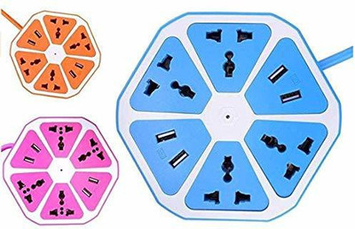 jstbuy Hexagon Electrical Extension Power Socket Board For Home & Office with 6 ft 10 A Four Pin Socket