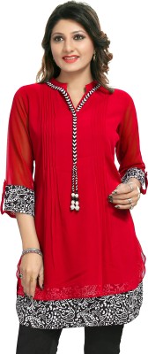 Saree Swarg Casual 3/4 Sleeve Printed Women Red, White Top