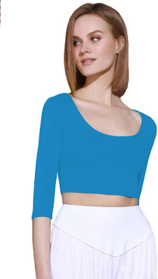 THE BLAZZE Casual 3/4 Sleeve Solid Women Light Blue Top