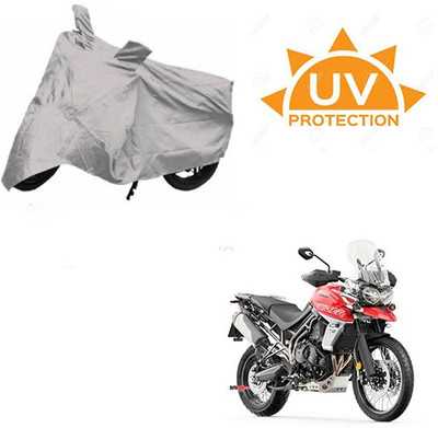 SRENTERPRISES Two Wheeler Cover for Triumph(Tiger 800 XCA, Silver)