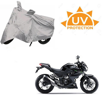 SRENTERPRISES Two Wheeler Cover for Kawasaki(Z250, Silver)
