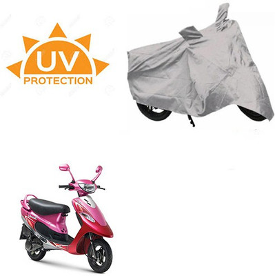 SRENTERPRISES Two Wheeler Cover for TVS(Scooty Pep+, Silver)