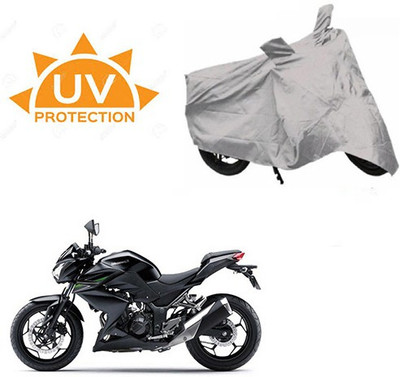 SRENTERPRISES Two Wheeler Cover for Kawasaki(Z250, Silver)