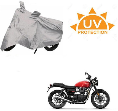 SRENTERPRISES Two Wheeler Cover for Triumph(Twin spark, Silver)