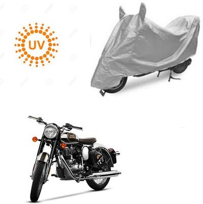 saanvi Waterproof Two Wheeler Cover for Royal Enfield(Classic Chrome, Silver)