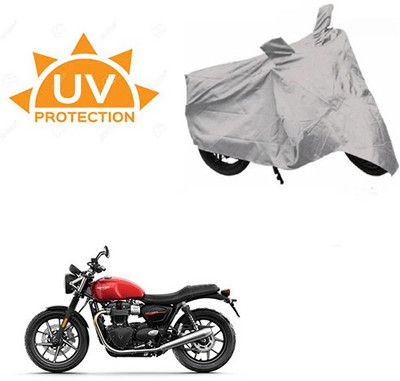 SRENTERPRISES Two Wheeler Cover for Triumph(Twin spark, Silver)