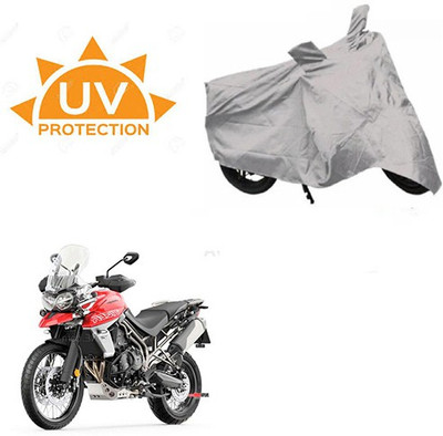 SRENTERPRISES Two Wheeler Cover for Triumph(Tiger 800 XCA, Silver)