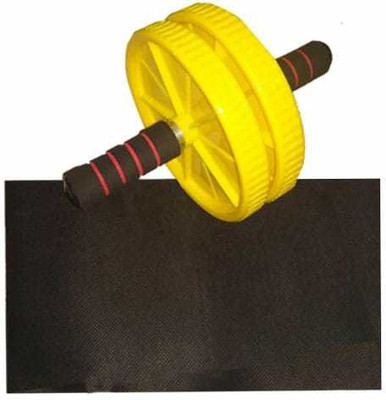INSTAFIT Single color design Double Wheel Ab Roller with knee mat Ab Exerciser(Yellow)
