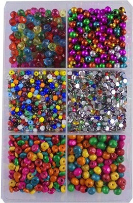 estore 200 gm Multicolour Fancy Plastic Glass chandlla Wooden Bead Beads for Jewellery Making Art and Craft Material DIY kit