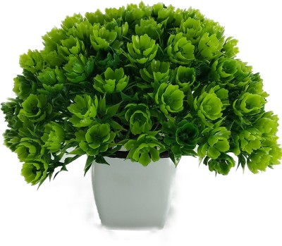 RESILIENCE Best For Home/Office Table Decoration or Gift Table Flower with Pot Bonsai Wild Artificial Plant  with Pot(13 cm, Green)