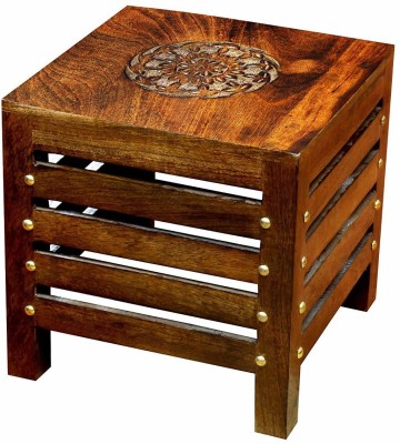 Anaya AfroZ Wood Side table , Beside table solid wood foot rest stool living room bedroom Engineered Wood Bedside Table(Finish Color - Brown - Dark, Pre-assembled)