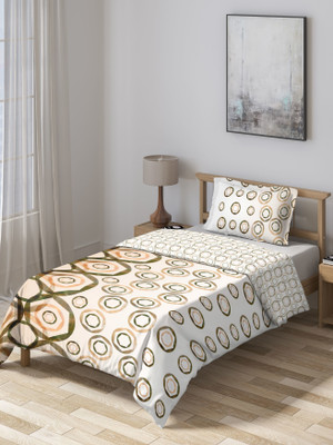 DDECOR Live beautiful Geometric Single Comforter for  Mild Winter(Cotton, Green)