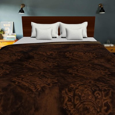 DEILYVERY Floral Single AC Blanket for  AC Room(Poly Cotton, Brown)