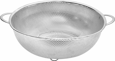 SKYZONE Fruit Vegetable Rice Washing Baskets Stainless Steel Strainer Drainer with Handle Drain Basin Basket Strainer(Silver Pack of 1) deal from flipkart