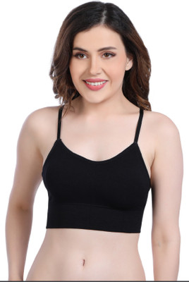 SAWKU Women Cami Bra Lightly Padded Bra(Black)