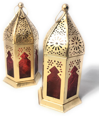 Amishi Blissful Cast Iron Tealight Holder Set(Gold, Pack of 2)