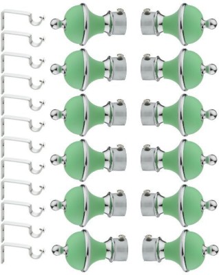 Welson Green, Silver Rod Rail Bracket, Curtain Knobs, Curtain Hooks, Curtain Rods Metal(Pack of 24)