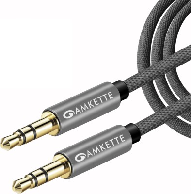 AMKETTE AUX Cable 1.5 m 616GR(Compatible with Mobile, Laptop, Tablet, Mp3, Gaming Device, Grey, One Cable)