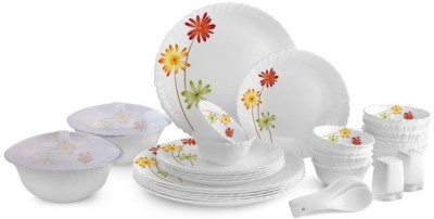 cello Pack of 37 Opalware Dazzle Margarita 37 Pieces Dinner Set(White, Microwave Safe)