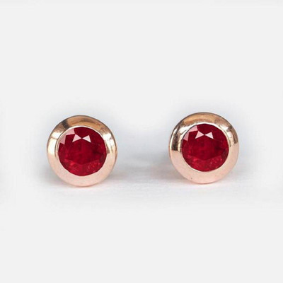 RATAN BAZAAR Ruby Earring Natural Precious Manik Stone Stud Earring Certified stone Astrological & Fashionable for wear for women Ruby Stone Stud Earring