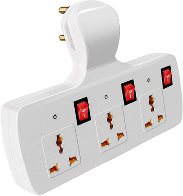 DECOBELL 3 Pin Multi Plug Fuse Extension Board Switch with Individual Switches, LED Indicators and Spike Guard ABS Moulding 3 Plus 3 Multiplug with Individual Switches, LED Indicators and Fuse Extension Board Switch Spike Guard Power Plug(White)