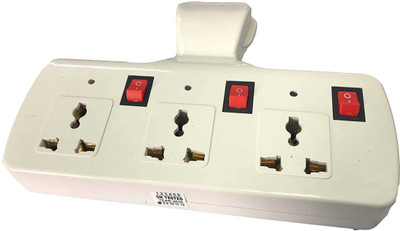 DECOBELL Multi Plug Fuse Extension Board Switch with Individual Switches, LED Indicators and Spike Guard 3 Pin Plug 2 Way ABS Plastic 3+3 Multiplug Universal Socket with LED Indicators with Individual Switches and Fuse Power Plug(White)