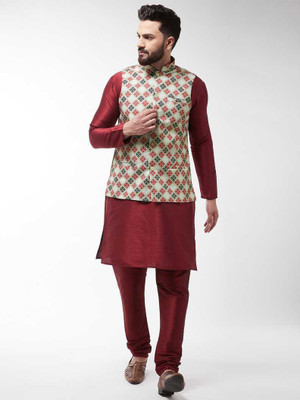 kaifoo Men Kurta Pyjama Ethnic Jacket Set
