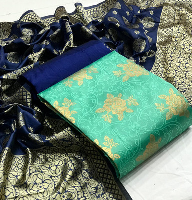 Dutt Textiles Silk Blend Self Design Salwar Suit Material