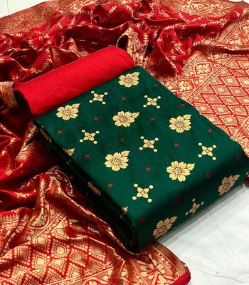 Dutt Textiles Silk Blend Self Design Salwar Suit Material