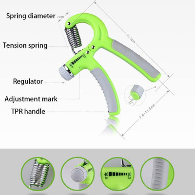 Gabbar ™Adjustable Hand Grip Strengthener, Green Grey Hand Grip/Fitness Grip