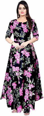Kuber Fashion Women Gown Multicolor Maxi/Full Length Dress