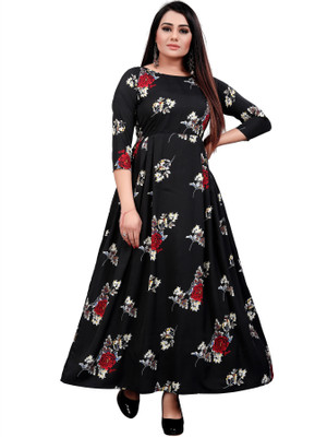 maruti fab Flared/A-line Gown(Black)