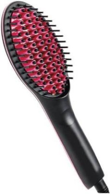 Fitaza Fast Ceramic Brush with LCD Display Women's Simply Straight Hair Straightener Brush(Black)