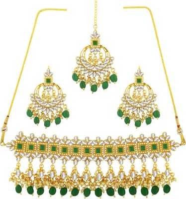 SPARGZ Alloy Gold-plated Green Jewellery Set(Pack of 1)
