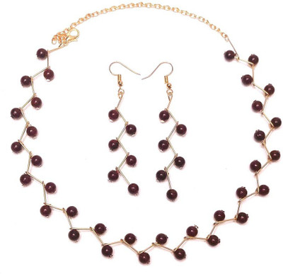 PRAGATI Alloy Gold-plated Brown, Gold Jewellery Set(Pack of 1)