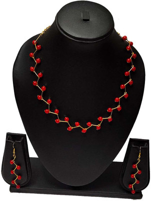 PRAGATI Alloy Red Jewellery Set(Pack of 1)