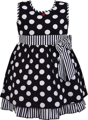 Wishkaro Girls Midi/Knee Length Casual Dress(Black, Sleeveless)