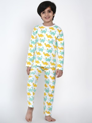 berrytree Kids Nightwear Boys Printed Cotton Blend(Multicolor Pack of 1)