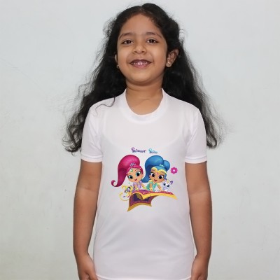 Product GuruJi Girls Printed Polyester T Shirt(White, Pack of 1)