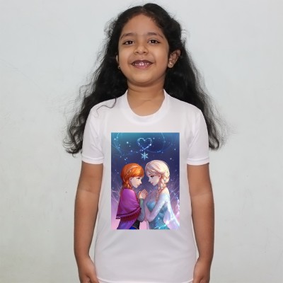 Product GuruJi Girls Printed Polyester T Shirt(Multicolor, Pack of 1)
