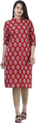 DADHEECH Women Printed Straight Kurta(Maroon)