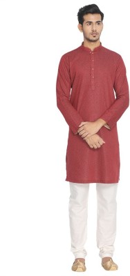 MANYAVAR Men Printed Straight Kurta(Maroon)