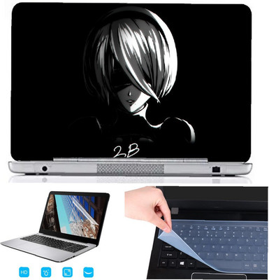 SDM 3in1 laptop accessories combo set , ultra hd printed(BLACK AND WHITE CARTOON) laptop skin with key guard , screen guard for all laptops and notebooks (for 15.6 inch laptops) Combo Set(Multicolor)