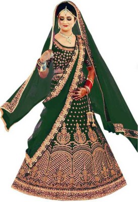 A To Z Cart Embroidered Semi Stitched Lehenga Choli(Green)