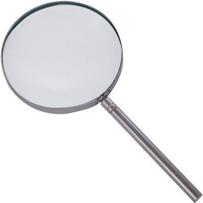 ERHIndia 4'' Magnifying Glass / Lens Heavy Handle With Rim Chromium Plated 10x magnifier(Silver)