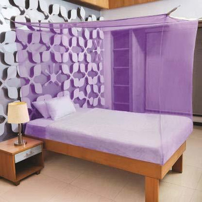 ZIMBLE HDPE - High Density Poly Ethylene Adults Washable Mosquito Net for Size Single Bed (Polycotton Purple) Mosquito Net(Purple, Bed Box)