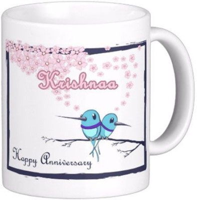 Exocticaa Happy Anniversary Krishnaa Wish 83 Ceramic Coffee Mug(330 ml)