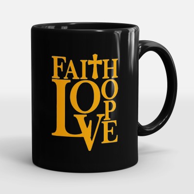 Sublikraft Love Faith Hope Printed Ceramic Coffee Mug(330 ml)