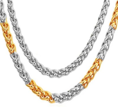Shiv Jagdamba Dual Tone Twisted Link Rope Chain Combo Pack Gold-plated, Sterling Silver Plated Stainless Steel Chain